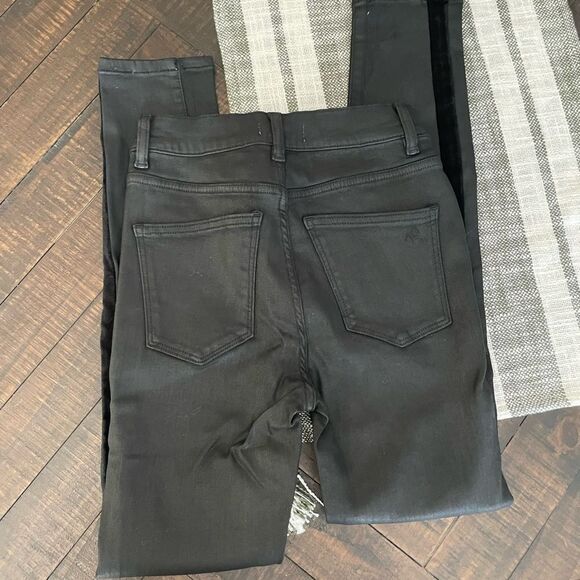 DL1961 Black Farrow High Rise Skinny Jeans With Velvet Stripe Size 26 - Picture 7 of 7